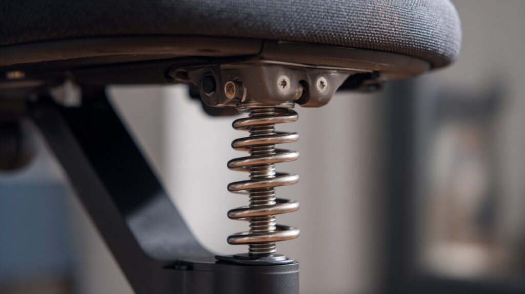 Krupan kadar metalne opruge ispod sedišta kancelarijske stolice