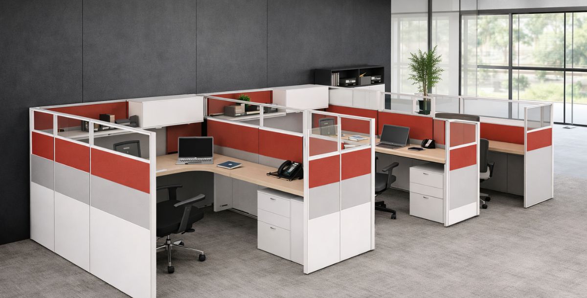 Kancelarija sa modularnim pregradnim zidovima koji odvajaju radne prostore i omogućavaju bolju organizaciju rada