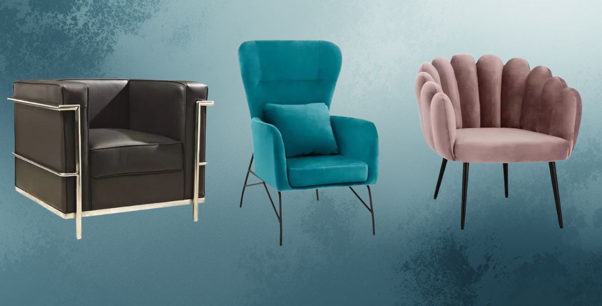 Tri različita modela klub fotelja u različitim stilovima i bojama, prikazana pojedinačno na neutralnoj pozadini.