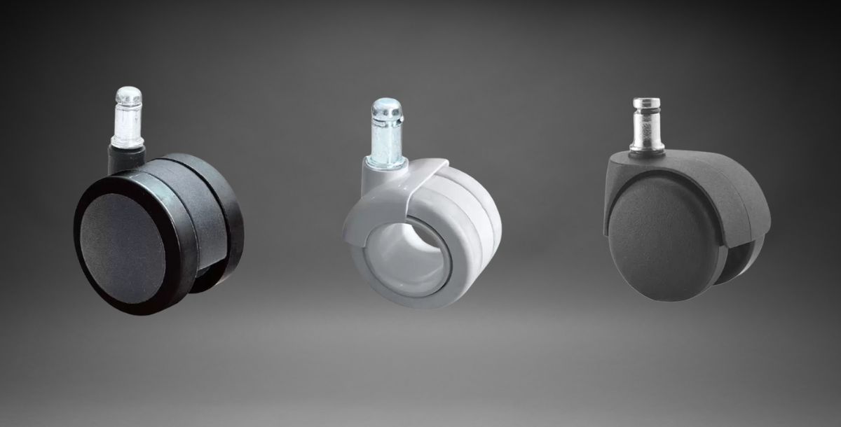 Točkići za kancelarijske stolice u različitim varijantama, prikazani pojedinačno na neutralnoj pozadini radi lakšeg poređenja.